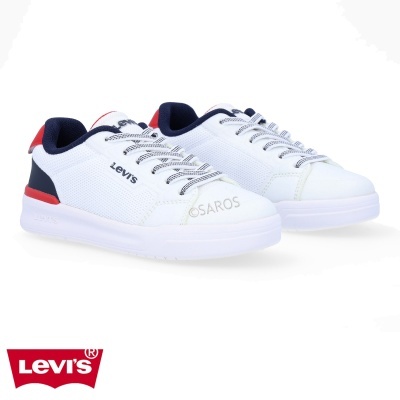 Sapatilhas brancas Levi's com detalhes azul e vermelho