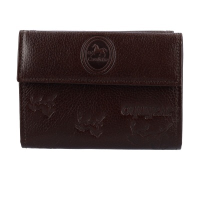 Carteira castanha em pele com logo Cavalinho gravado