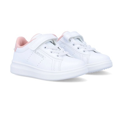 Sapatilhas brancas com detalhes rosa e fecho de velcro