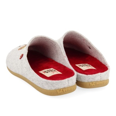 Chinelos de interior cinzentos claros e vermelhos com sola de borracha 'Hot Potatoes'