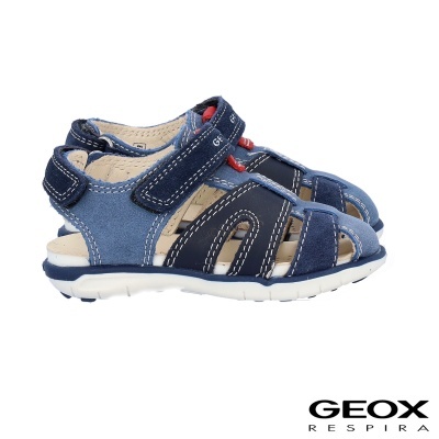 Sandálias infantis azuis GEOX com tiras e velcro, sola branca