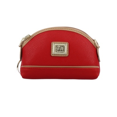 Bolsa vermelha e bege com detalhe dourado Cavallinho