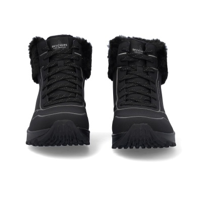 Botas pretas de inverno Skechers com atacadores e pelúcia