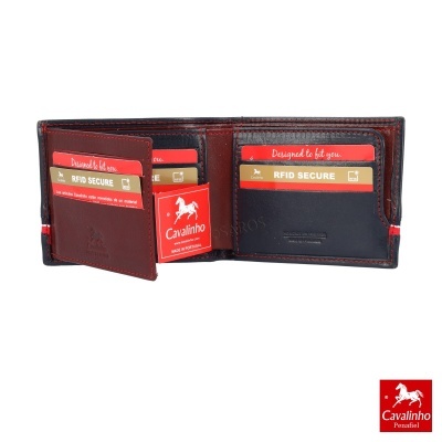 Carteira bicolor de pele Cavalinho com ranhuras para cartões e logótipo