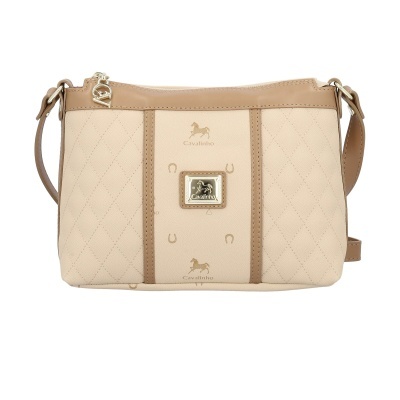 Mala Cavalinho bege com detalhes castanhos e logótipo metálico