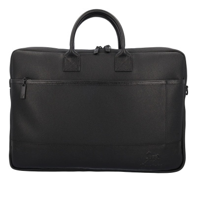 Mala de mão preta com fechos e bolso frontal