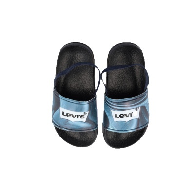 Chinelos azuis e pretos com logo LEVI'S