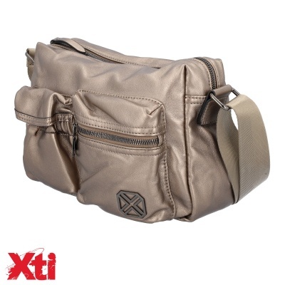 Bolsa bronze Xti de ombro com bolsos frontais e alça ajustável