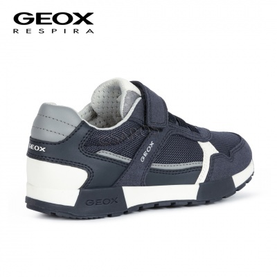 Ténis desportivo azul escuro e cinzento GEOX RESPIRA com sola branca e preta