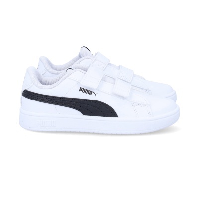 Sapatilhas brancas Puma com faixa preta e fechos de velcro