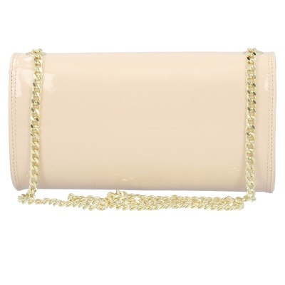 Mala de mão pequena bege com corrente dourada