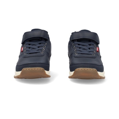 sapatilhas azuis com velcro e etiqueta vermelha Levi's