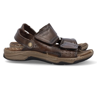 Sandálias castanhas em pele com tiras e sola castanha clara