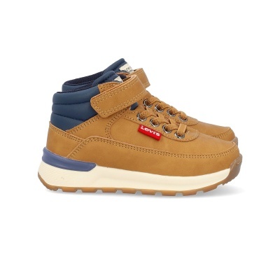 Ténis de criança castanho e azul com etiqueta LEVIS