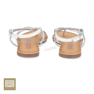 Sandálias femininas GIOS EPPO brancas com tiras finas e sola castanha