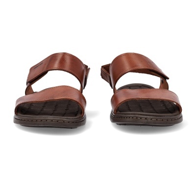 Sandálias castanhas de tiras com velcro e sola preta