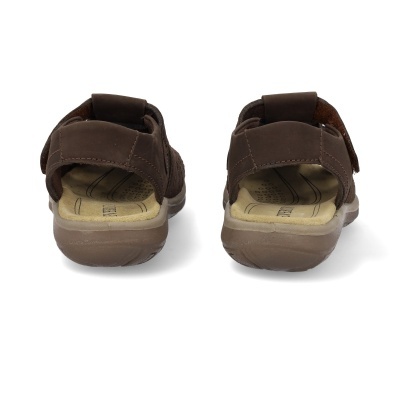 Sandálias castanhas de veludo, vista traseira