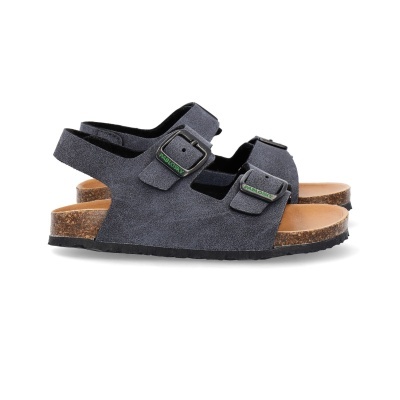 Sandálias de couro cinzento com fivelas PABLOSKY e sola de cortiça