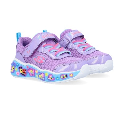 Ténis infantis lilás com sola colorida e fecho Velcro