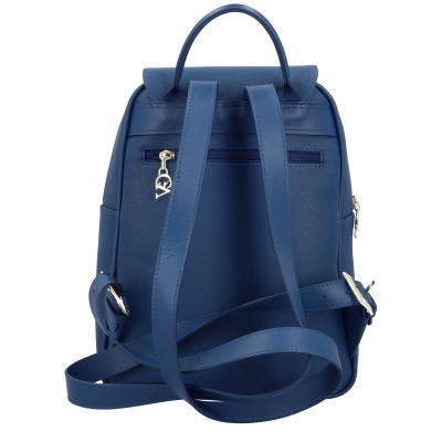 Mochila azul com alças e fecho de correr prateado