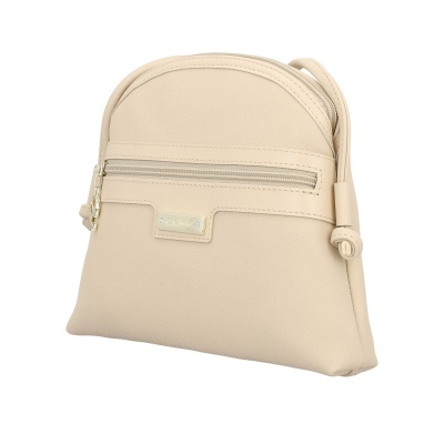Bolsa de mão bege claro com zíper e placa metálica Caroline