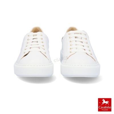 Ténis brancos Cavalinho com atilhos e sola branca