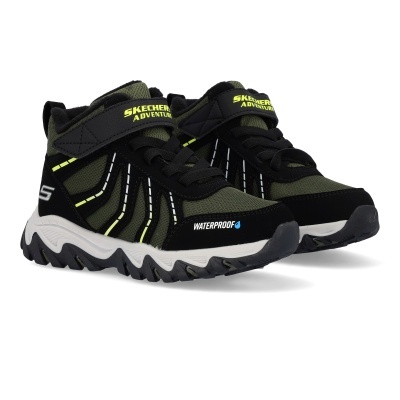 Ténis altos Skechers Adventure verde-oliva e preto com sola branca
