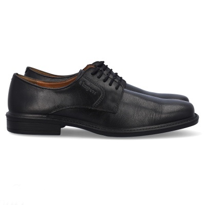 Sapatos sociais pretos em couro com cadarços pretos