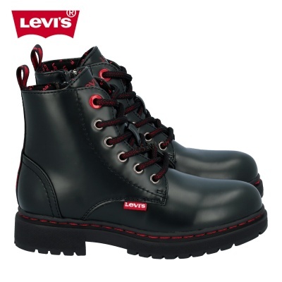 Botas pretas LEVI'S® com atacadores e detalhes vermelhos