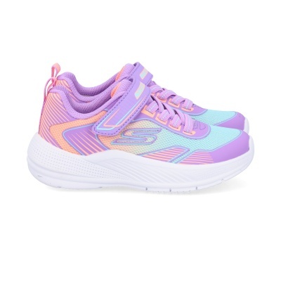 Ténis infantis multicoloridos lilás, azul claro e rosa com sola branca