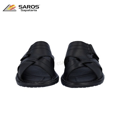 Sandálias pretas masculinas SAROS com tiras cruzadas e sola de borracha
