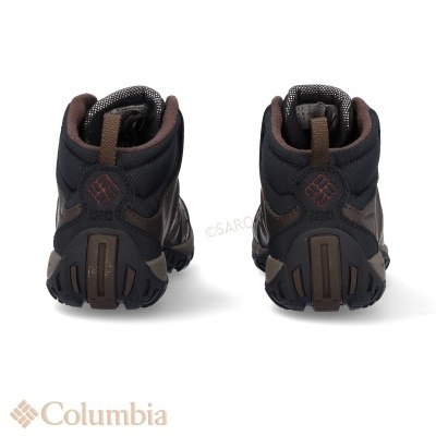 Botas Columbia de caminhada a preto e castanho vistas de trás