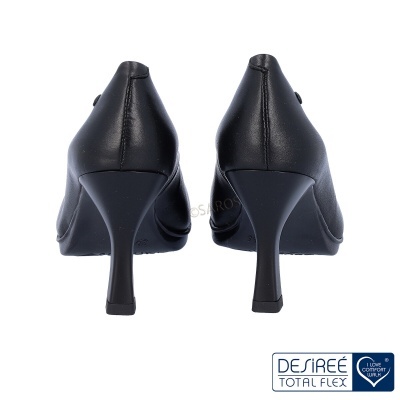 Sapatos de salto alto preto de couro, vista traseira