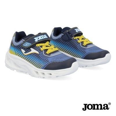 Sapatilhas desportivas Joma azul e amarelo com fecho em velcro