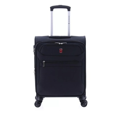 Mala de viagem preta com rodas e puxador extensível