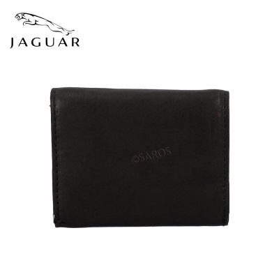 Carteira preta de couro com o logo JAGUAR