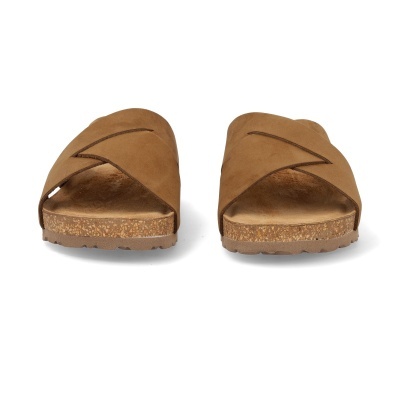 Sandálias castanhas de camurça com sola de cortiça