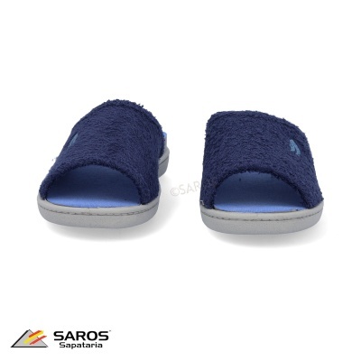 Chinelos de quarto felpudos azuis da Saros Sapataria