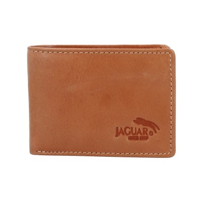 Carteira masculina em couro castanho claro com logótipo Jaguar