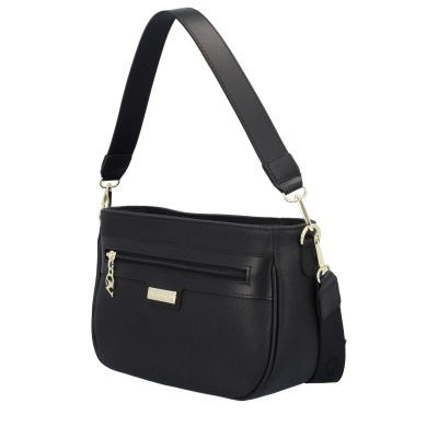 Mala preta de ombro com fecho e alça larga