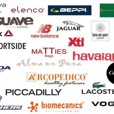 Conjunto de logotipos de marcas de vestuário e calçado em fundo branco