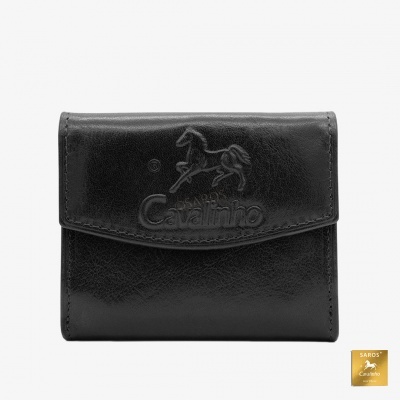 Carteira preta de couro com logótipo Cavalinho em relevo