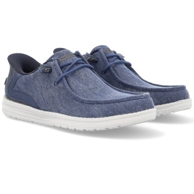 Sapatilhas Skechers azuis claras com sola branca