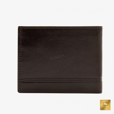 Carteira masculina castanha em couro com logótipo SAROS
