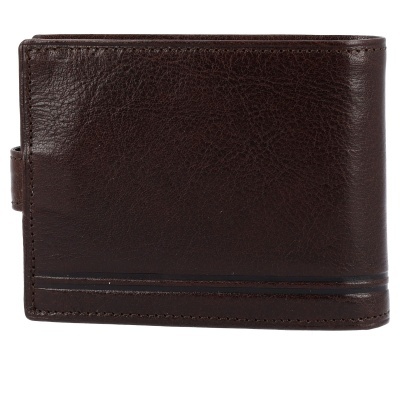 Carteira masculina castanha em pele com duas linhas horizontais