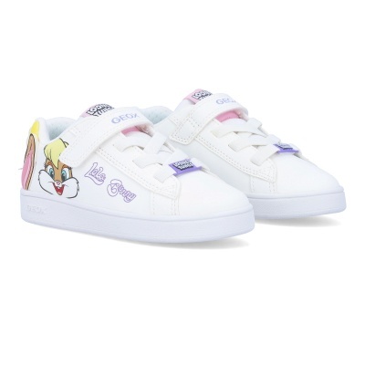 Sapatilhas brancas de criança Looney Tunes com personagem Lola Bunny e tira de velcro