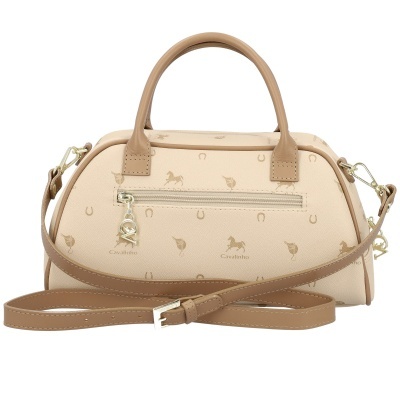 Mala bege e castanho claro com padrão Cavallinho e alça ajustável