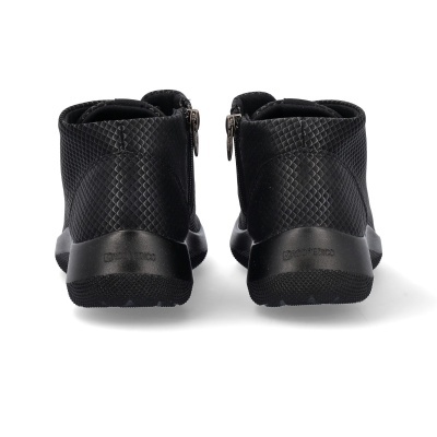 Botas pretas texturizadas com fecho de correr e sola grossa preta