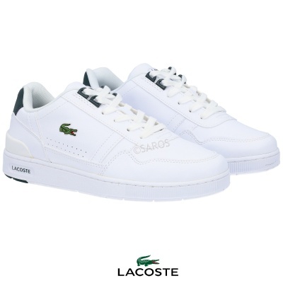 Ténis Lacoste brancos com logótipo verde do crocodilo