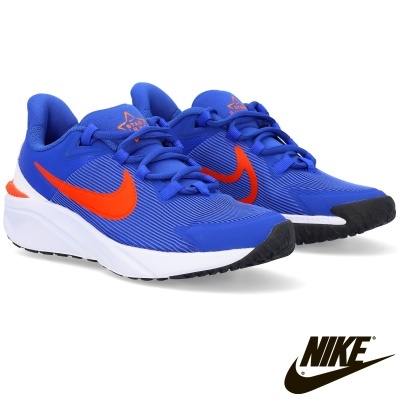 Sapatilhas desportivas Nike azuis com detalhes em laranja e sola branca